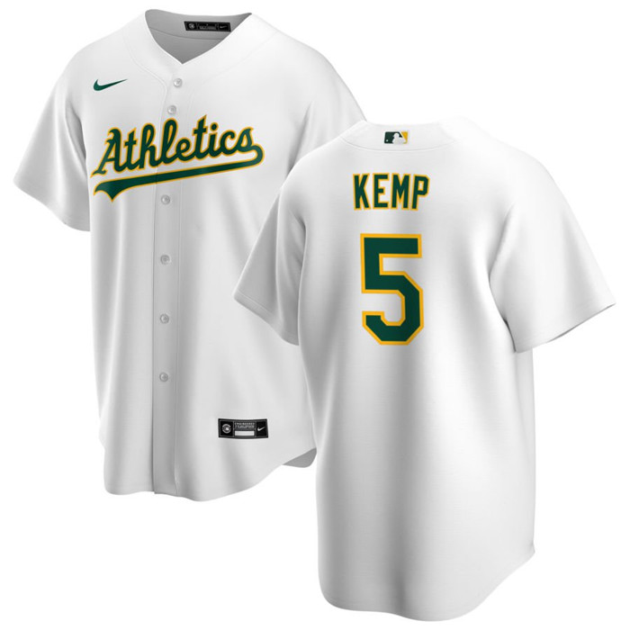Men's Oakland Athletics #5 Tony Kemp White Cool Base Stitched Jersey